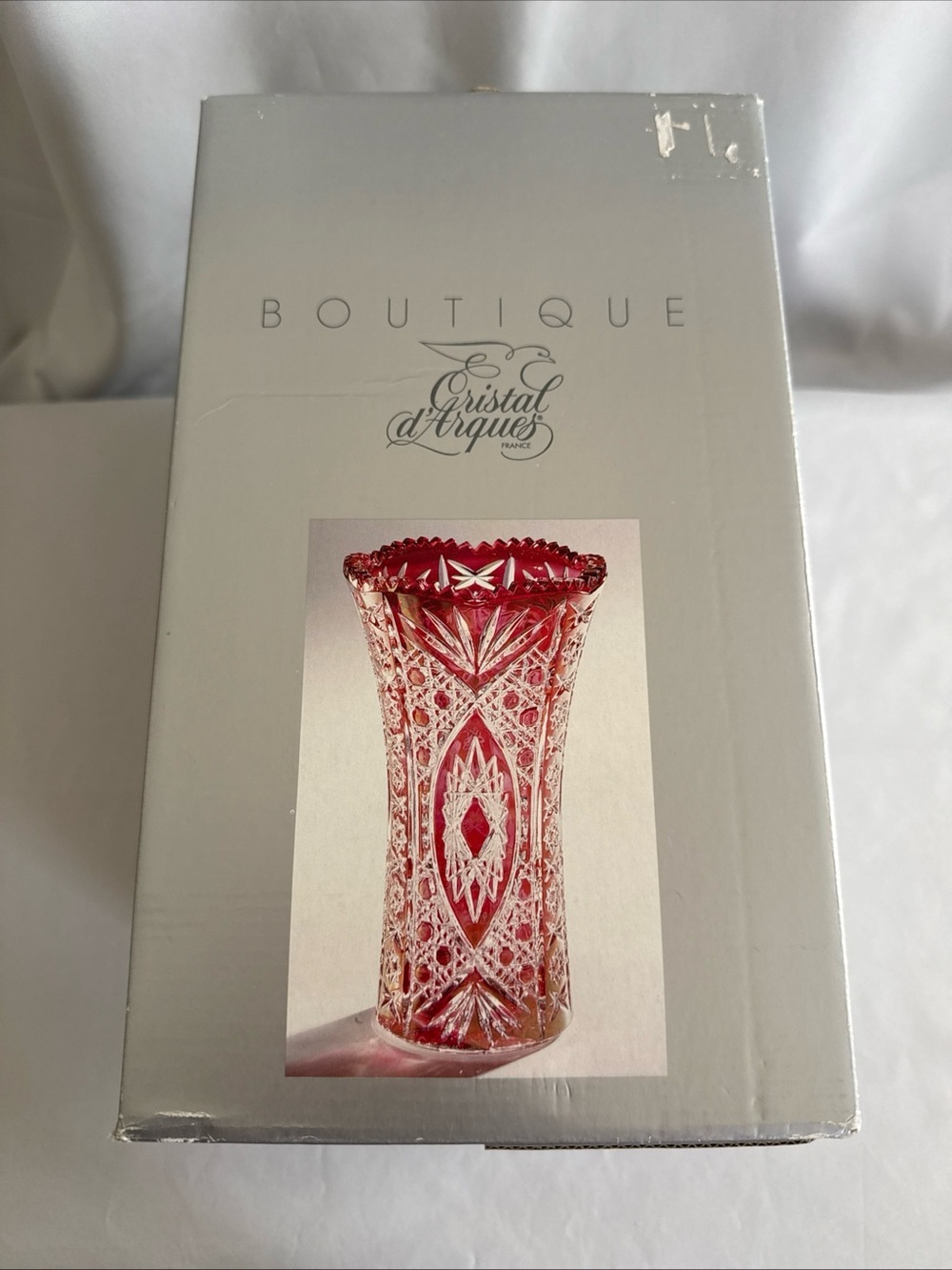 Vintage Cristal D'Arques Durand Chesnay Rubis Cut to Clear Crystal Vase 11" - Picture 8 of 10